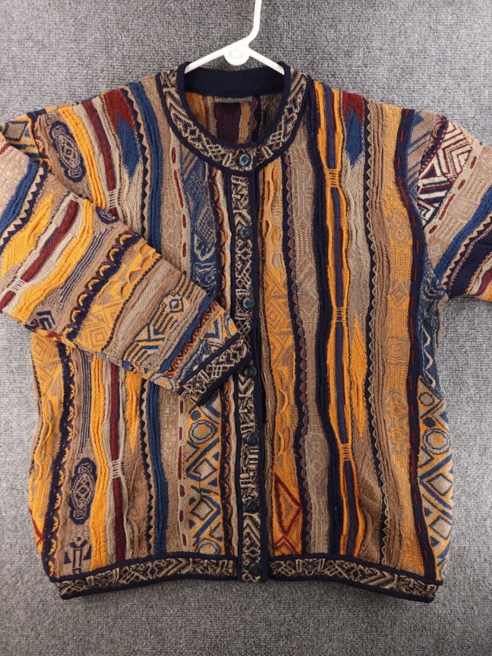 COOGI Australia Women Pure New Wool Sweater Cardigan Colorful Textured Medium